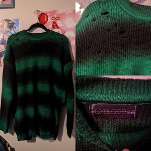 Foxblood Green and Black Stripped Distressed Turtle Neck 3XL/4XL